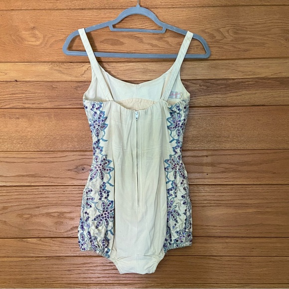 Vintage Rose Marie Reid sequin floral lace pin up one piece 1950s swimsuit - Picture 5 of 11